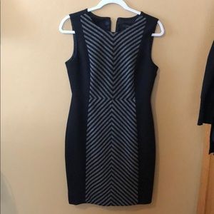 J Crew black and grey diagonal stripe dress